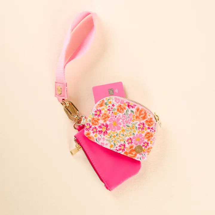 Dynamic Duo Pouch Wristlet-Secret Garden Pink