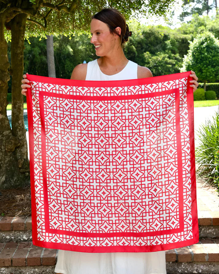 Caroline Hill Geometric Red Scarf: Large