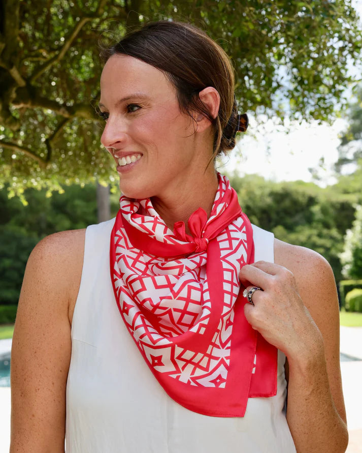 Caroline Hill Geometric Red Scarf: Large