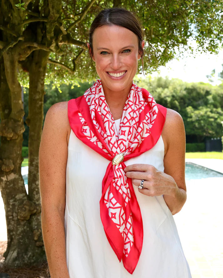 Caroline Hill Geometric Red Scarf: Large
