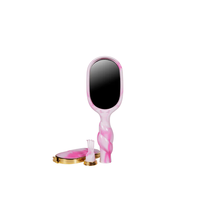 Mini Boar Hair Brush: Pink Swirl