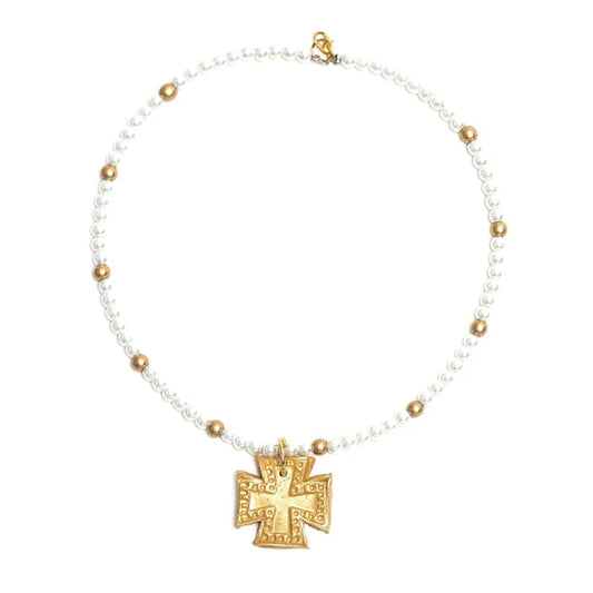 Hidden Truth Jewelry: Pearls with the Elizabeth Cross Necklace